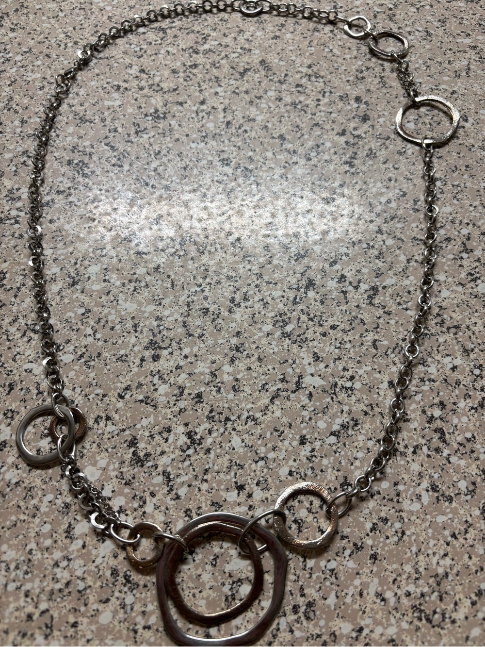 Interlocking Circle Pendant Necklace - Silver Tone